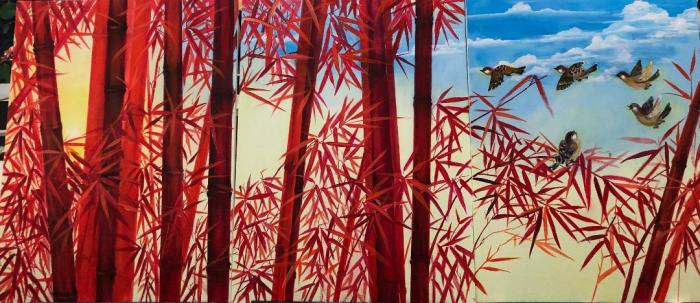 toward a red bamboo forest